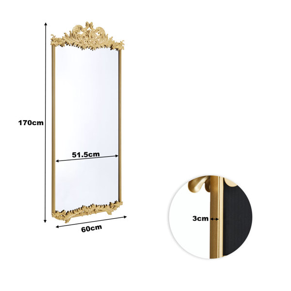 Rosdorf Park Mediapolis Metal Framed Full Length Mirror in Gold